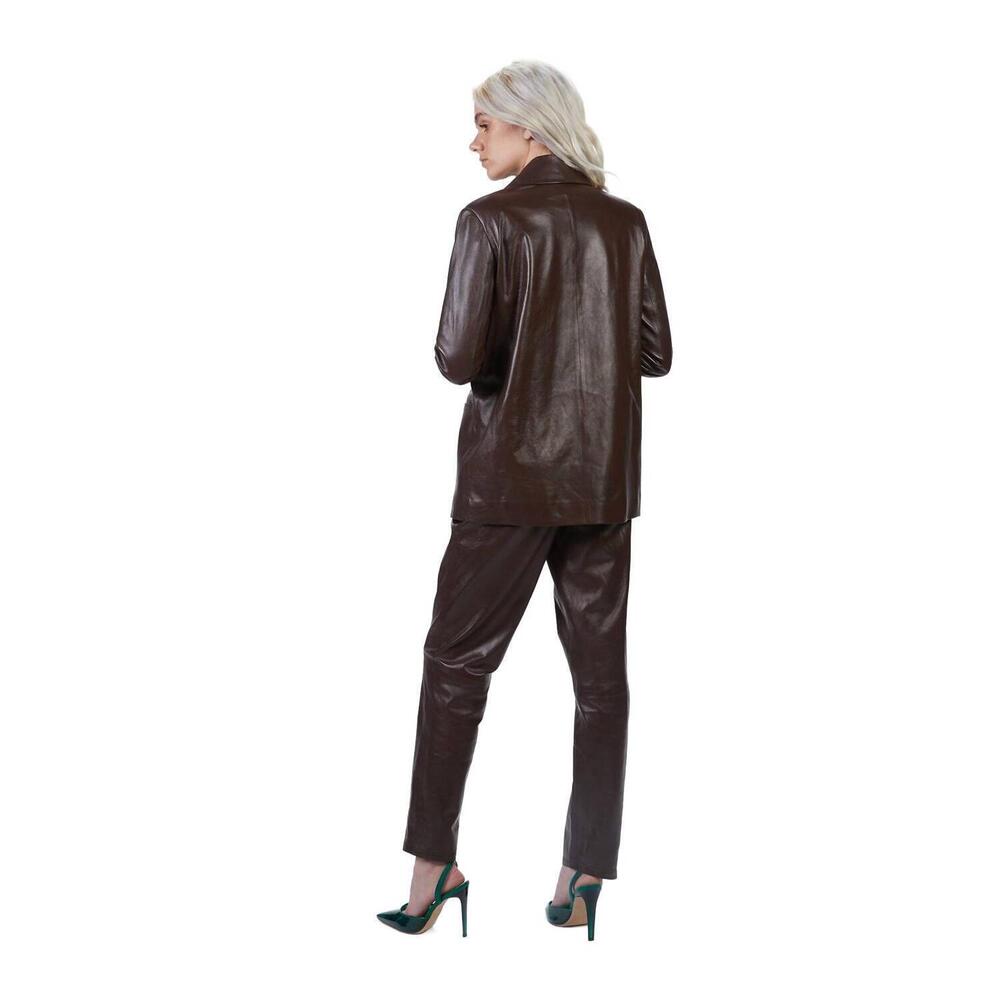 NEW ZEYNEP ARCAY suit leather jacket in plum - Picture 3 of 9